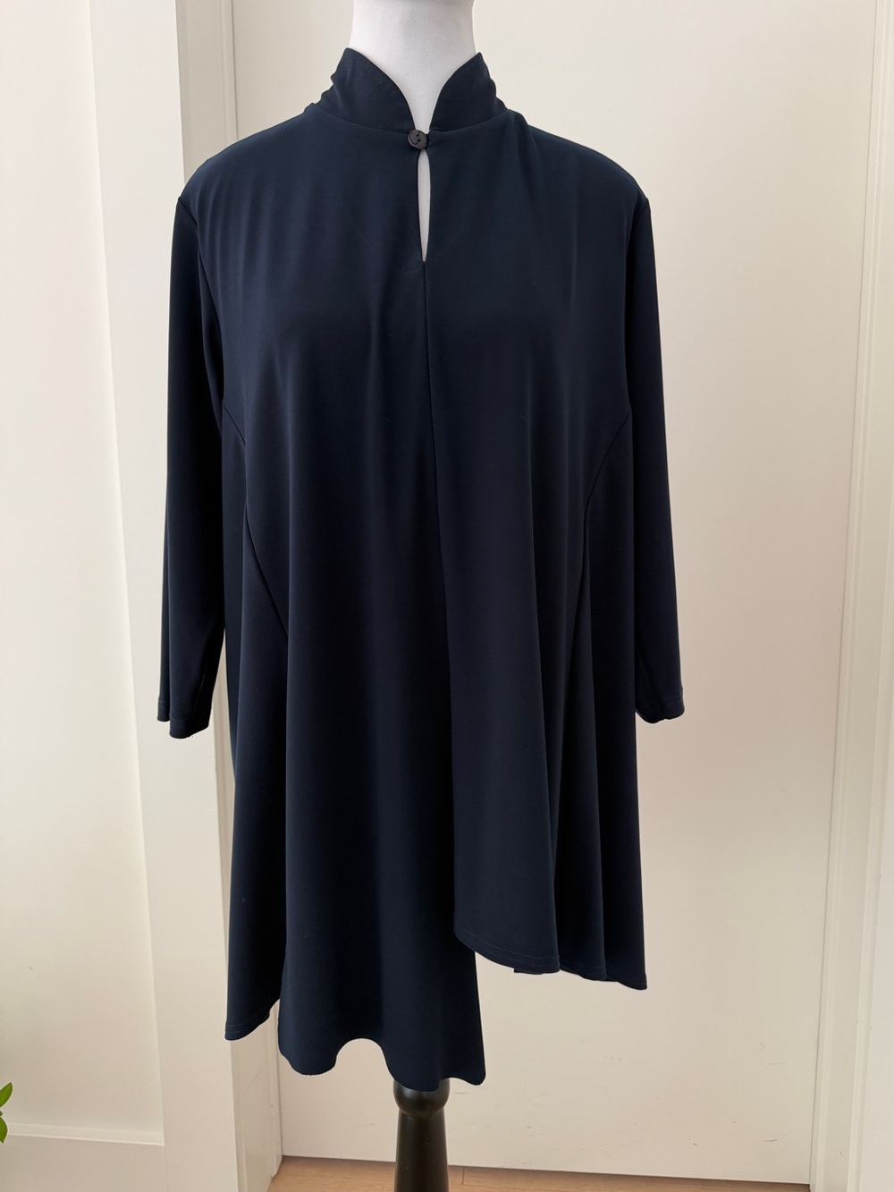SYMPLI Tunic Top Keyhole Neckline Asymmetrical Hem 3/4 Sleeve Lagenlook Travel